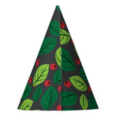 Groene bladeren, rode bessen, patroon van bladeren feesthoedjes (Achterkant)