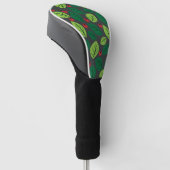 Groene bladeren, rode bessen, patroon van bladeren golfheadcover (Schuin)