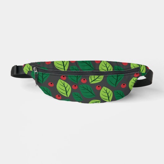 Groene Bladeren, Rode Bessen, Patroon Van Bladeren Heuptasje (Voorkant)