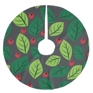 Groene bladeren, rode bessen, patroon van bladeren kerstboom rok