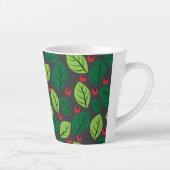 Groene bladeren, rode bessen, patroon van bladeren latte mok (Rechts)