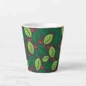 Groene bladeren, rode bessen, patroon van bladeren latte mok (Voorkant)