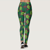 Groene bladeren, rode bessen, patroon van bladeren leggings (Achterkant)