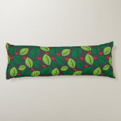 Groene bladeren, rode bessen, patroon van bladeren lichaamskussen (Achterkant)