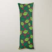 Groene bladeren, rode bessen, patroon van bladeren lichaamskussen (Achterkant (Verticaal))