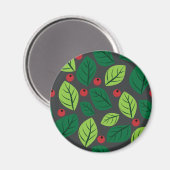 Groene bladeren, rode bessen, patroon van bladeren magneet (Voorkant / Achterkant)