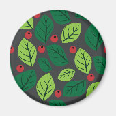Groene bladeren, rode bessen, patroon van bladeren magneet (Voorkant)