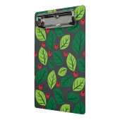 Groene bladeren, rode bessen, patroon van bladeren mini klembord (Angled2)