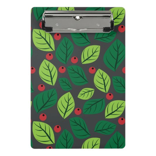 Groene bladeren, rode bessen, patroon van bladeren mini klembord (Voorkant)