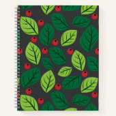 Groene bladeren, rode bessen, patroon van bladeren notitieboek (Voorkant)