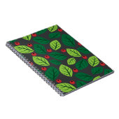 Groene bladeren, rode bessen, patroon van bladeren notitieboek (Rechterzijde)