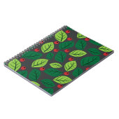 Groene bladeren, rode bessen, patroon van bladeren notitieboek (Linkerzijde)