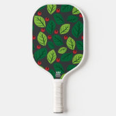 Groene bladeren, rode bessen, patroon van bladeren pickleball paddle (Voorkant)