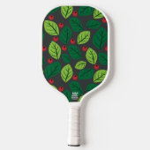 Groene bladeren, rode bessen, patroon van bladeren pickleball paddle (Achterkant)