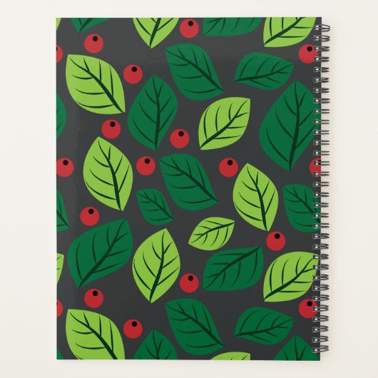 Groene bladeren, rode bessen, patroon van bladeren planner (Achterkant)