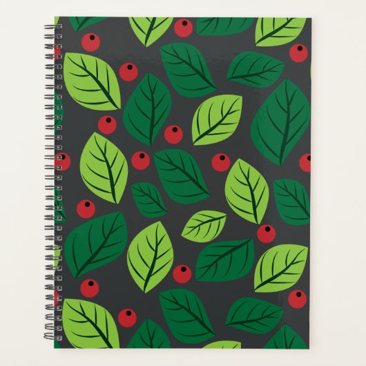 Groene bladeren, rode bessen, patroon van bladeren planner (Voorkant)