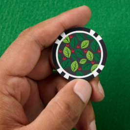 Groene bladeren, rode bessen, patroon van bladeren poker chips