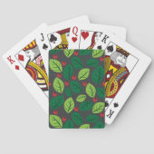 Groene bladeren, rode bessen, patroon van bladeren pokerkaarten (Achterkant)