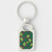 Groene Bladeren, Rode Bessen, Patroon Van Bladeren Sleutelhanger (Voorkant)