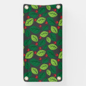 Groene bladeren, rode bessen, patroon van bladeren spandoek (Verticaal)