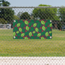 Groene bladeren, rode bessen, patroon van bladeren spandoek