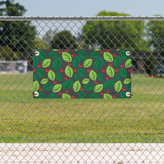 Groene bladeren, rode bessen, patroon van bladeren spandoek (Insitu)