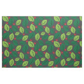 Groene bladeren, rode bessen, patroon van bladeren stof (Fat Quarter)