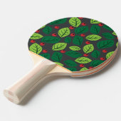 Groene bladeren, rode bessen, patroon van bladeren tafeltennisbatje (Voorkant Gekanteld)