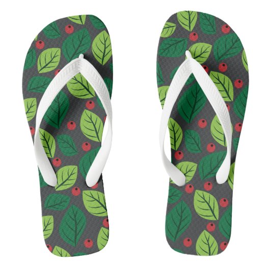 Groene Bladeren, Rode Bessen, Patroon Van Bladeren Teenslippers (Voetbed)