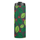 Groene Bladeren, Rode Bessen, Patroon Van Bladeren Thermosbeker (Voorkant)