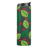 Groene Bladeren, Rode Bessen, Patroon Van Bladeren Thermosbeker (Gedraaid links)