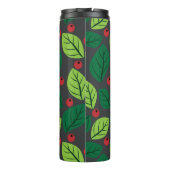 Groene Bladeren, Rode Bessen, Patroon Van Bladeren Thermosbeker (Achterkant)