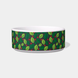 Groene bladeren, rode bessen, patroon van bladeren voerbakje