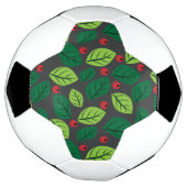 Groene bladeren, rode bessen, patroon van bladeren voetbal (Gedraaid)