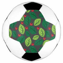 Groene bladeren, rode bessen, patroon van bladeren voetbal