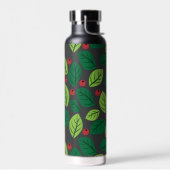 Groene bladeren, rode bessen, patroon van bladeren waterfles (Links)