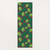 Groene bladeren, rode bessen, patroon van bladeren yogamat (Achterkant)