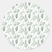 Groene bladeren ronde sticker (Voorkant)