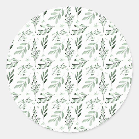 Groene bladeren ronde sticker (Voorkant)