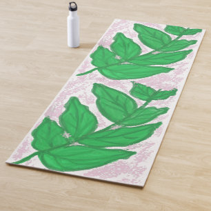 Groene Bladeren Roze Aquarel Yogamat