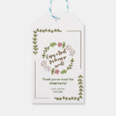 Groene Bladeren Roze Bloem Bruidsdouche Cadeaulabel (Achterkant)