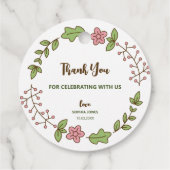 Groene Bladeren Roze Bloem Bruiloft Feest Bedankjes Labels (Achterkant)