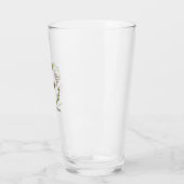 Groene Bladeren Roze Bloem Bruiloft Feest Glas (Links)