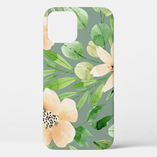 Groene bladeren, roze bloemen: Waterverf. Case-Mate iPhone Case (Achterkant)