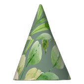 Groene bladeren, roze bloemen: Waterverf. Feesthoedjes (Rechts)