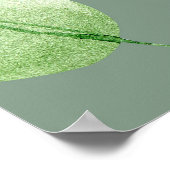 Groene bladeren, roze bloemen: Waterverf. Poster (Hoek)