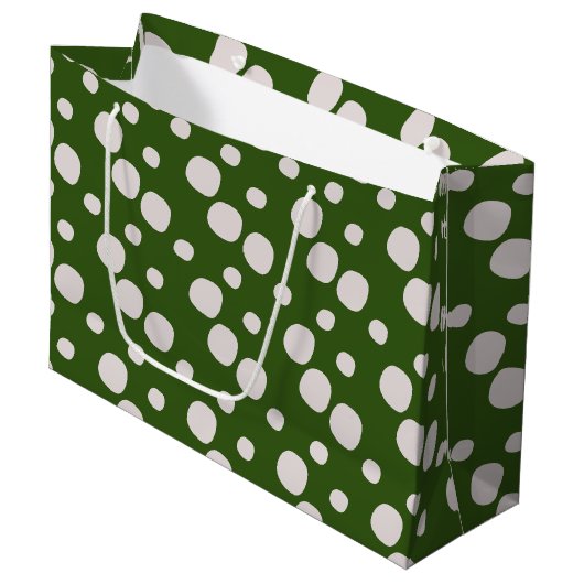 Groene Bladeren Roze Stippen   Groot Cadeauzakje (Voorkant Gekanteld)