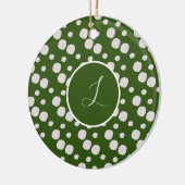 Groene Bladeren Roze Stippen Initiaal Keramisch Ornament (Links)