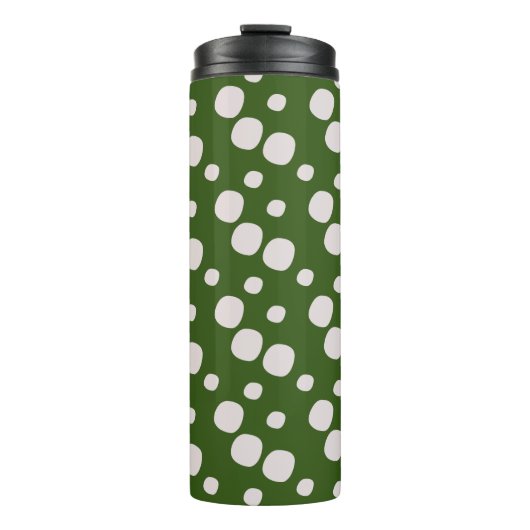 Groene Bladeren Roze Stippen Thermosbeker (Voorkant)