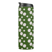 Groene Bladeren Roze Stippen Thermosbeker (Geroteerd rechts)